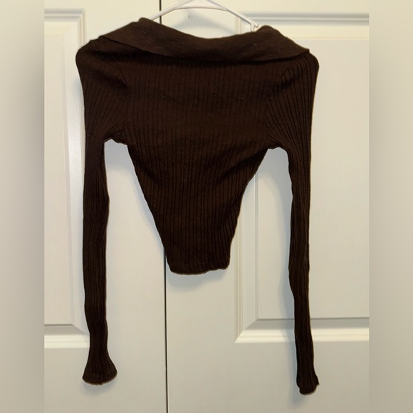 BDG BROWN XS SMALL SWEATER WITH COLLAR TIGHT KNIT (SOME STRETCH) - Picture 4 of 5